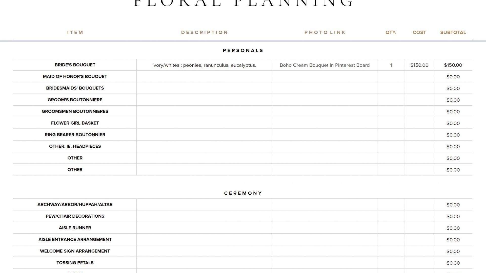 floral planning